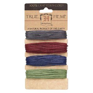 Organic Hemp Variety Pack Jewelry Craft Cord 4 Colors Earthy Grey Red Blue Green